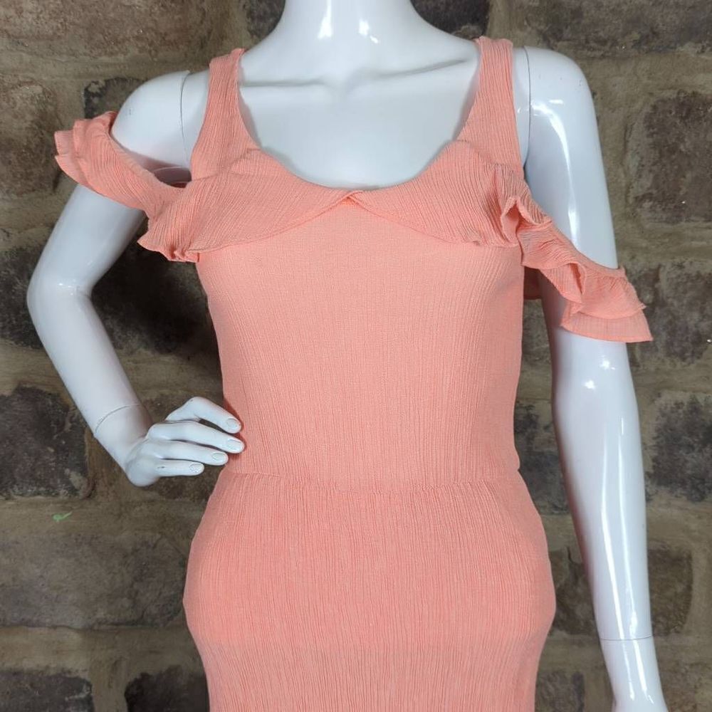 EVERLY Dress Woman's Small Light Pink Cold Shoulder Ruffled Crinkle Keyhole‎ - Picture 2 of 10